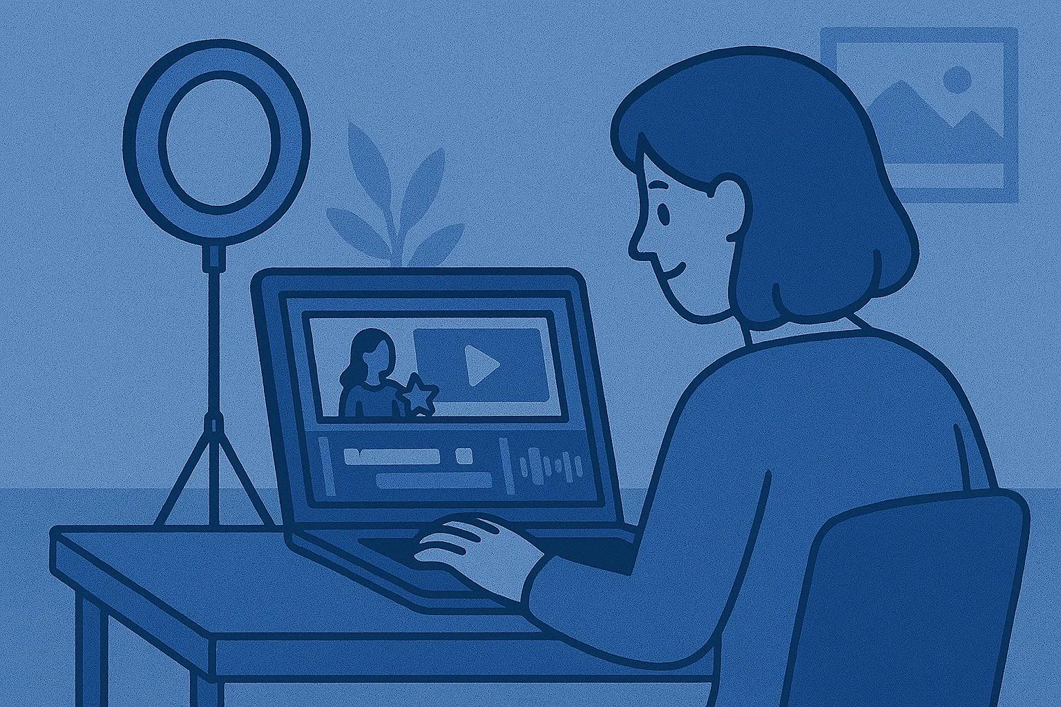 uan persona en un laptop editando un video