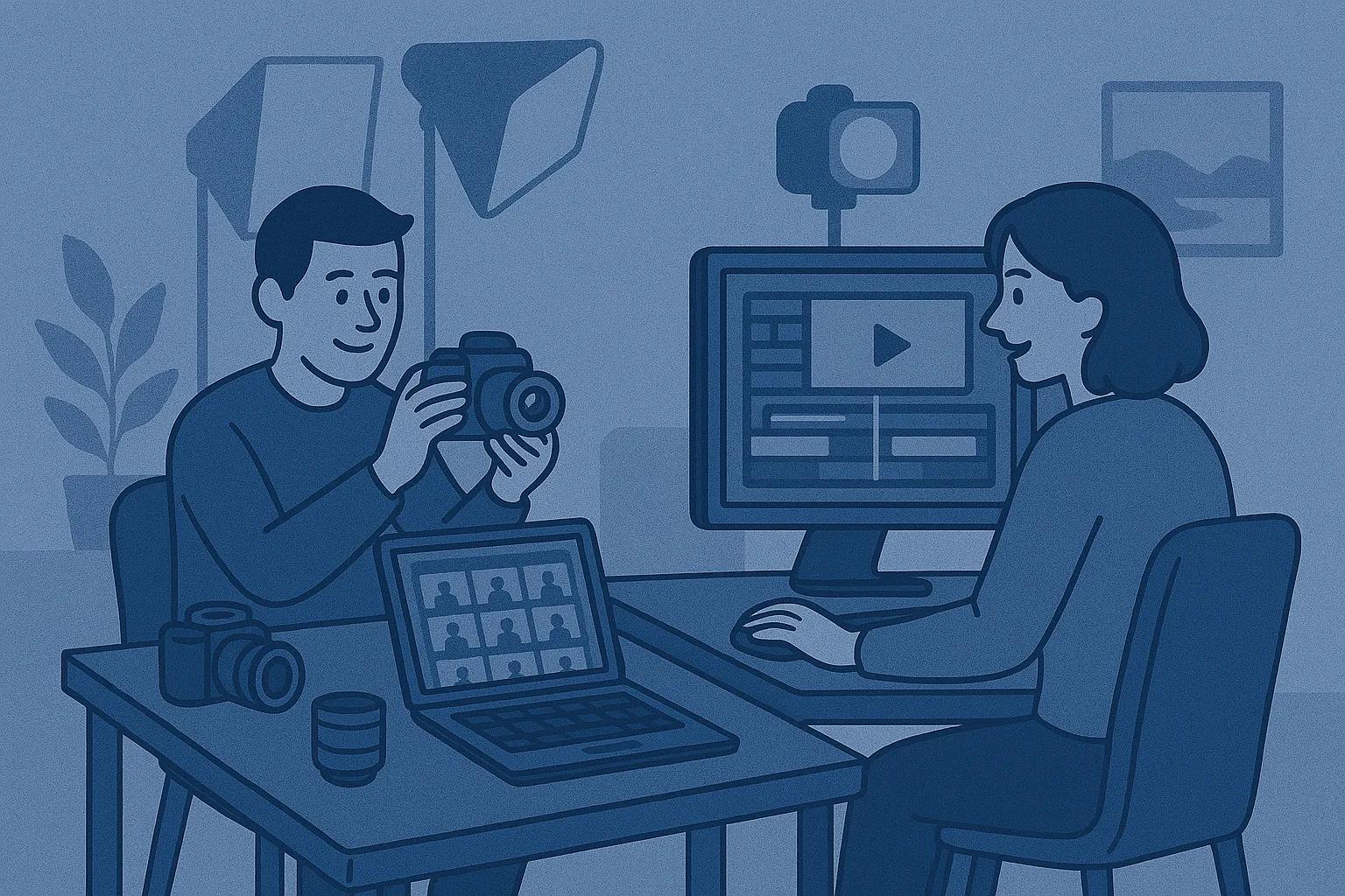 en un gruppo de sencuentan peronas tomando fots y editando videos