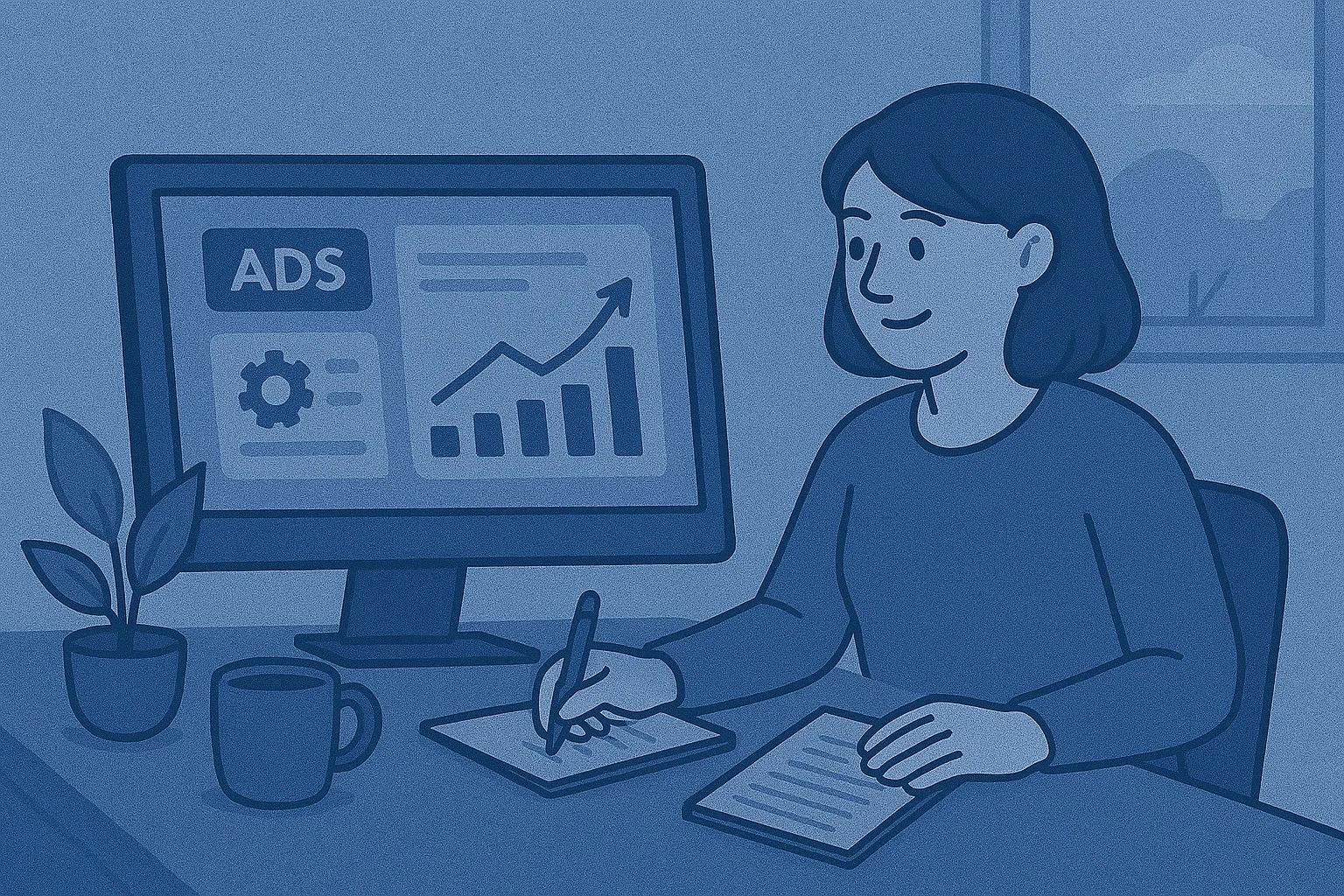 persona gestionando anuncios