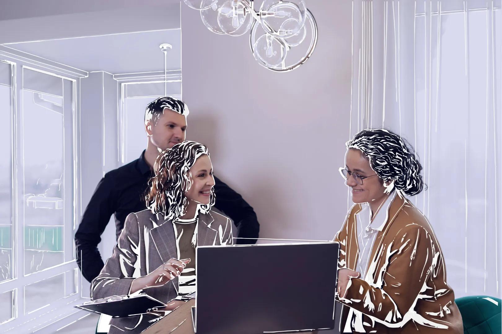 Asesor guiando a un cliente